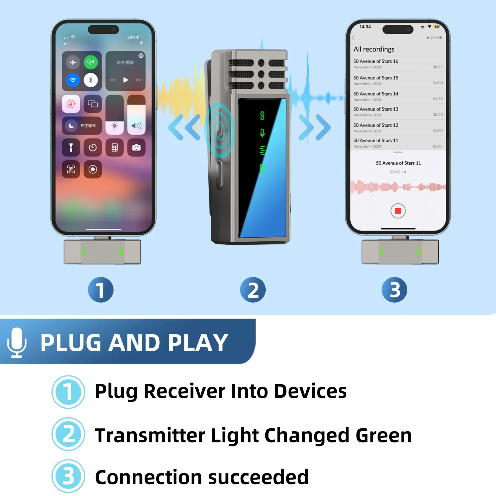 Jmary MW-15 Dual Lavalier Microphone Suitable for Iphone Tablet Laptop Mobile Smartphone | Plug Play Mic | Charging Case | 48Hours Battery | For Video Recording Interview Youtube Vlogging |20m Range - Image 4