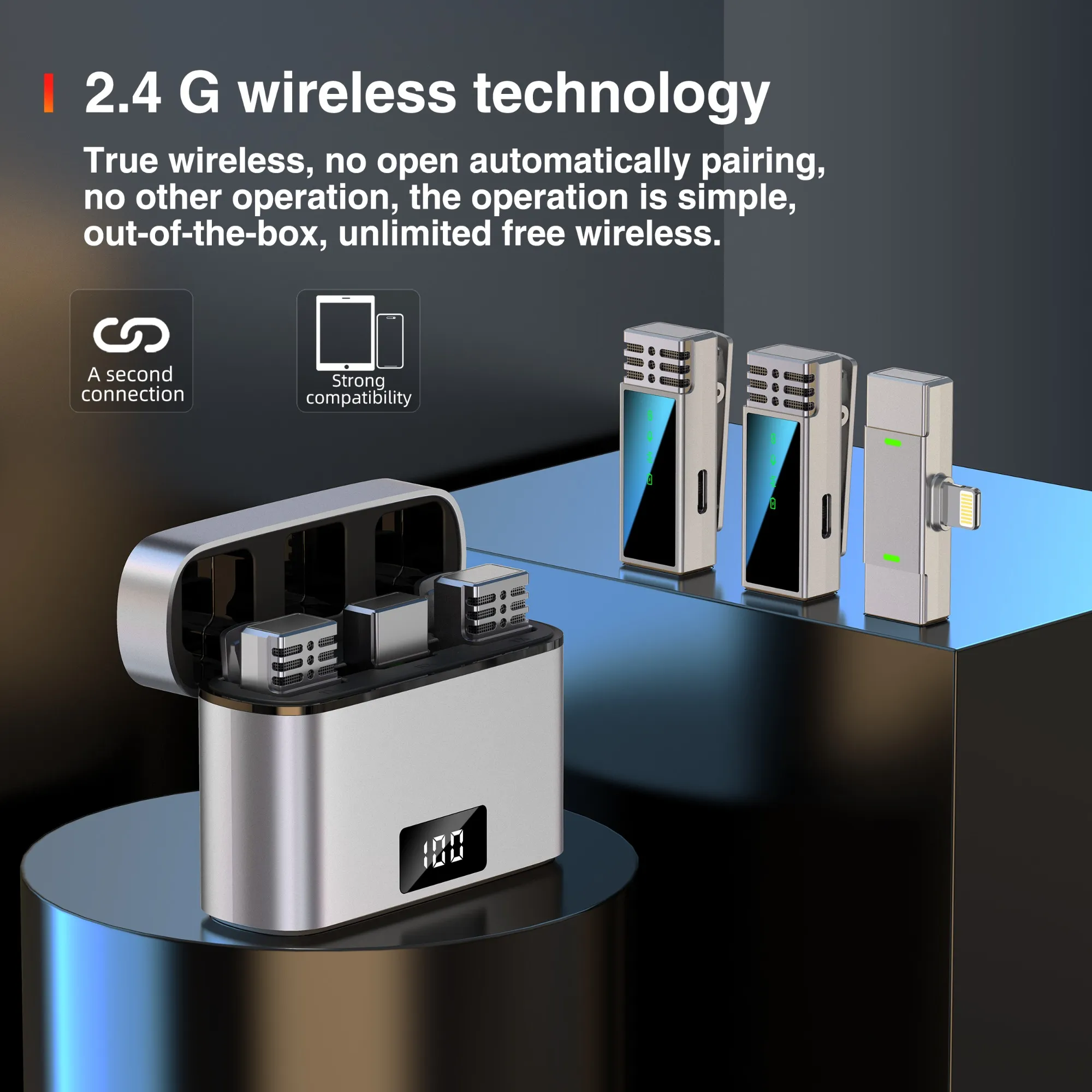 Jmary MW-15 Dual Lavalier Microphone Suitable for Iphone Tablet Laptop Mobile Smartphone | Plug Play Mic | Charging Case | 48Hours Battery | For Video Recording Interview Youtube Vlogging |20m Range - Image 3