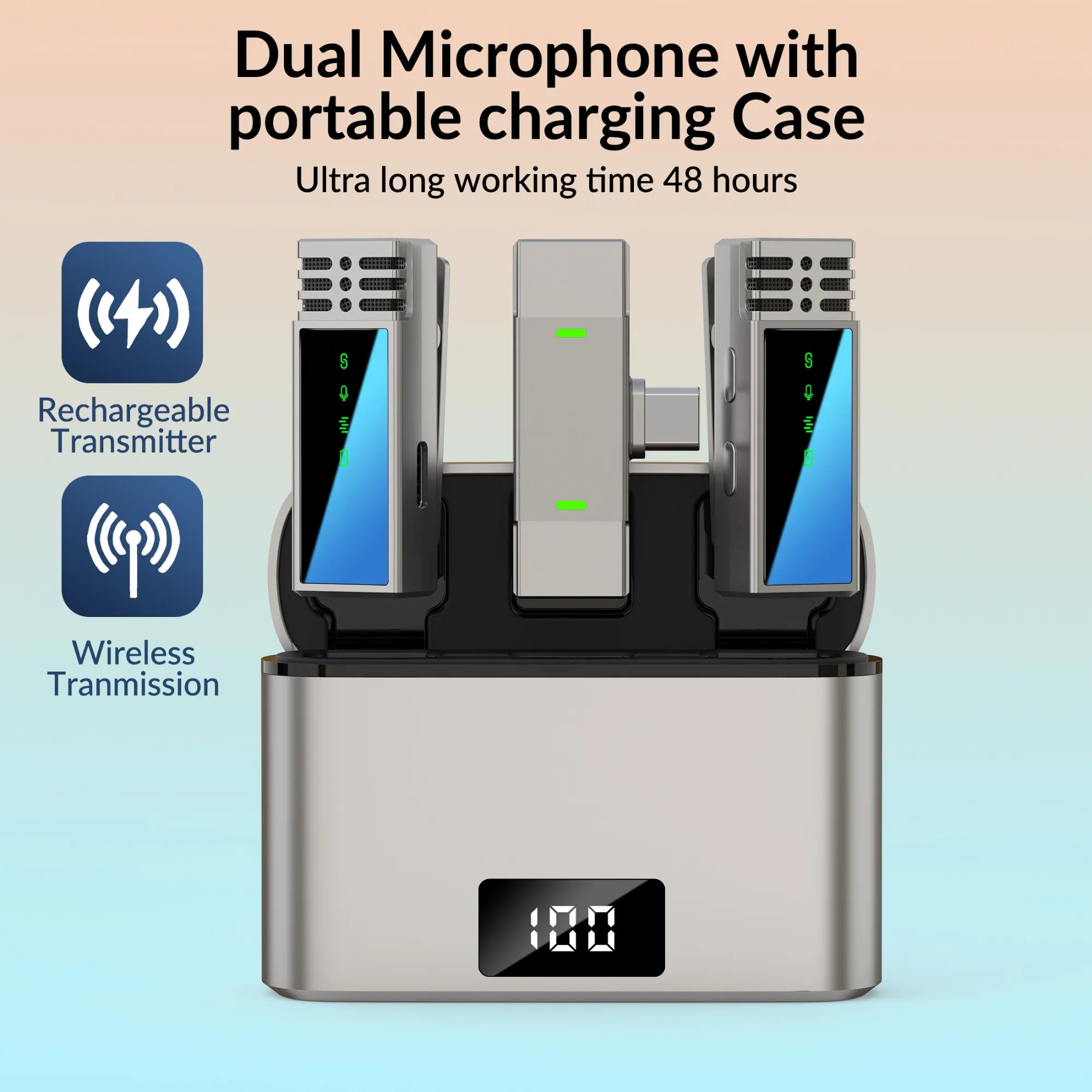 Jmary MW-15 Dual Lavalier Microphone Suitable for Iphone Tablet Laptop Mobile Smartphone | Plug Play Mic | Charging Case | 48Hours Battery | For Video Recording Interview Youtube Vlogging |20m Range - Image 5