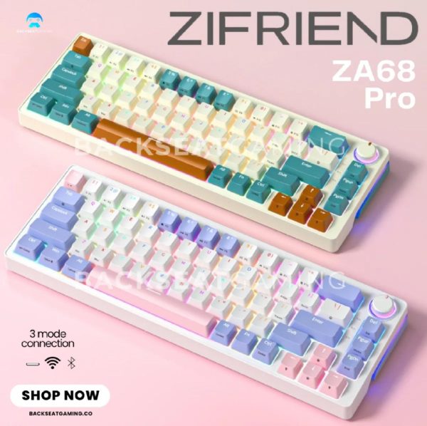 Zifriend ZA68 Pro RGB Hot Swappable Wireless/Bluetooth/Wired Mechanical ...