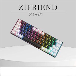 Zifriend ZA646 64 Keys Red Switch Wired Detachable RGB Mechanical Gaming Keyboard