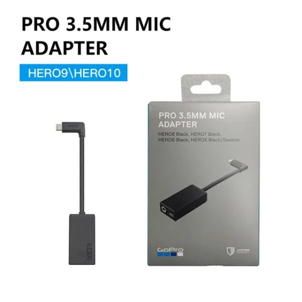GoPro Pro 3.5mm Mic Adapter For Hero 12/11/10/9/8/7/6/5 BLACK - PS ...