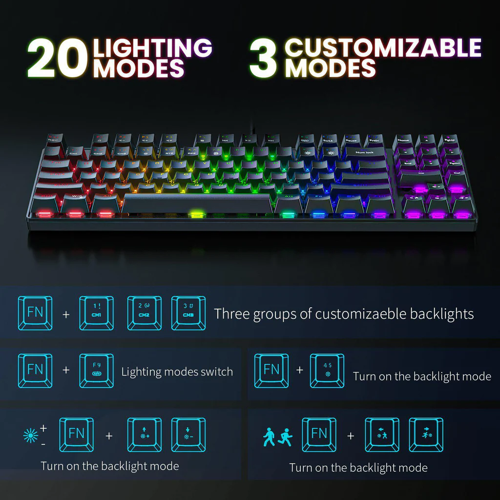 Onikuma G26+CW905 RGB Combo Gaming Mechanical Keyboard and Optical Mouse, Set Wired Mechanical Keyboard + Mouse - Image 5