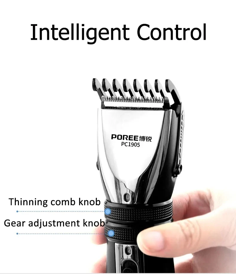 Poree PC1905 Professional Electric Hair Clipper Rechargeable Hair Trimmers - Image 8