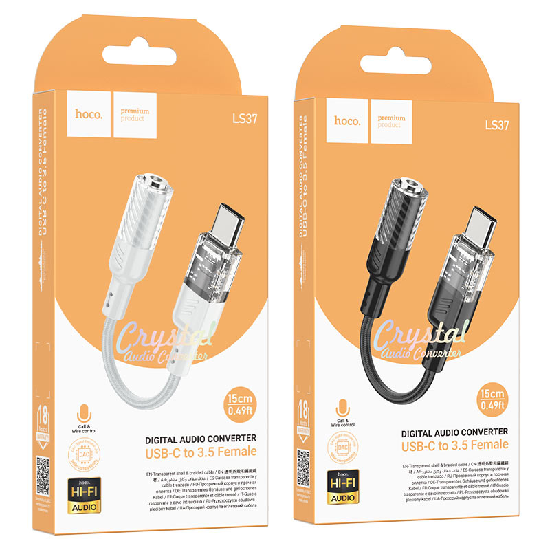LS37 Spirit Transparent Digital Audio Converter Type-C to 3.5mm