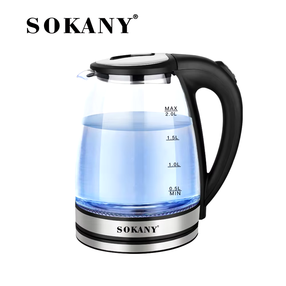 SOKANY SK-1029 Glass Electric Kettle 2L 1500W with Ocean Blue Light