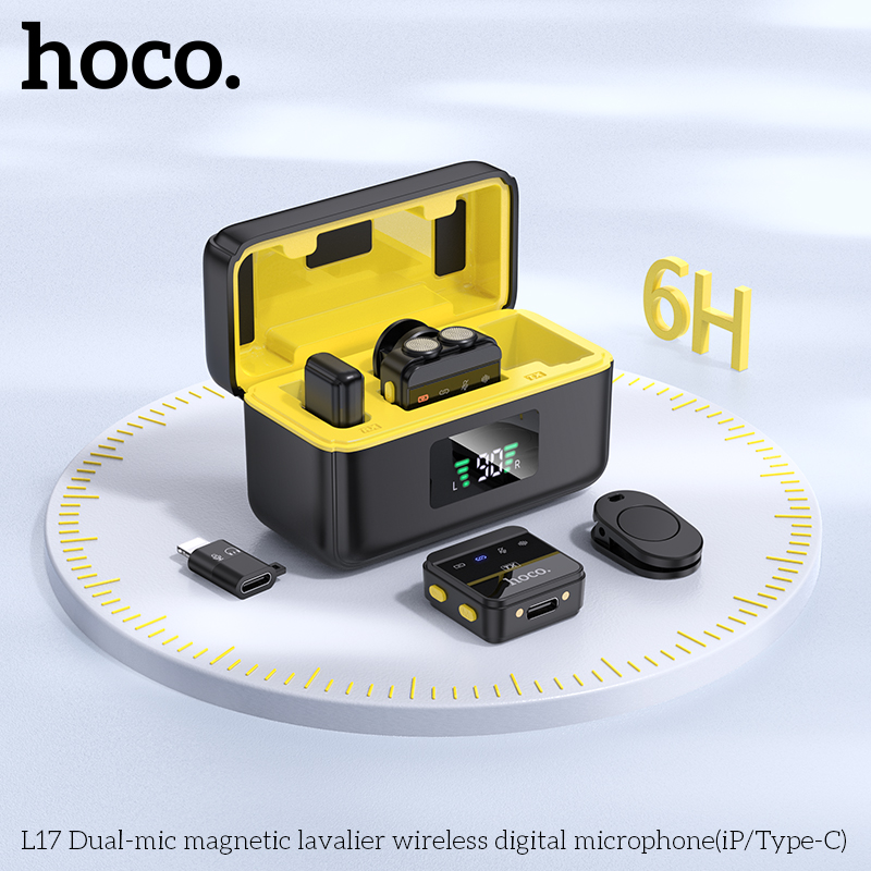 Hoco L17 Wireless Digital Dual Magnetic Lapel Microphone iP / Type-C - Image 3