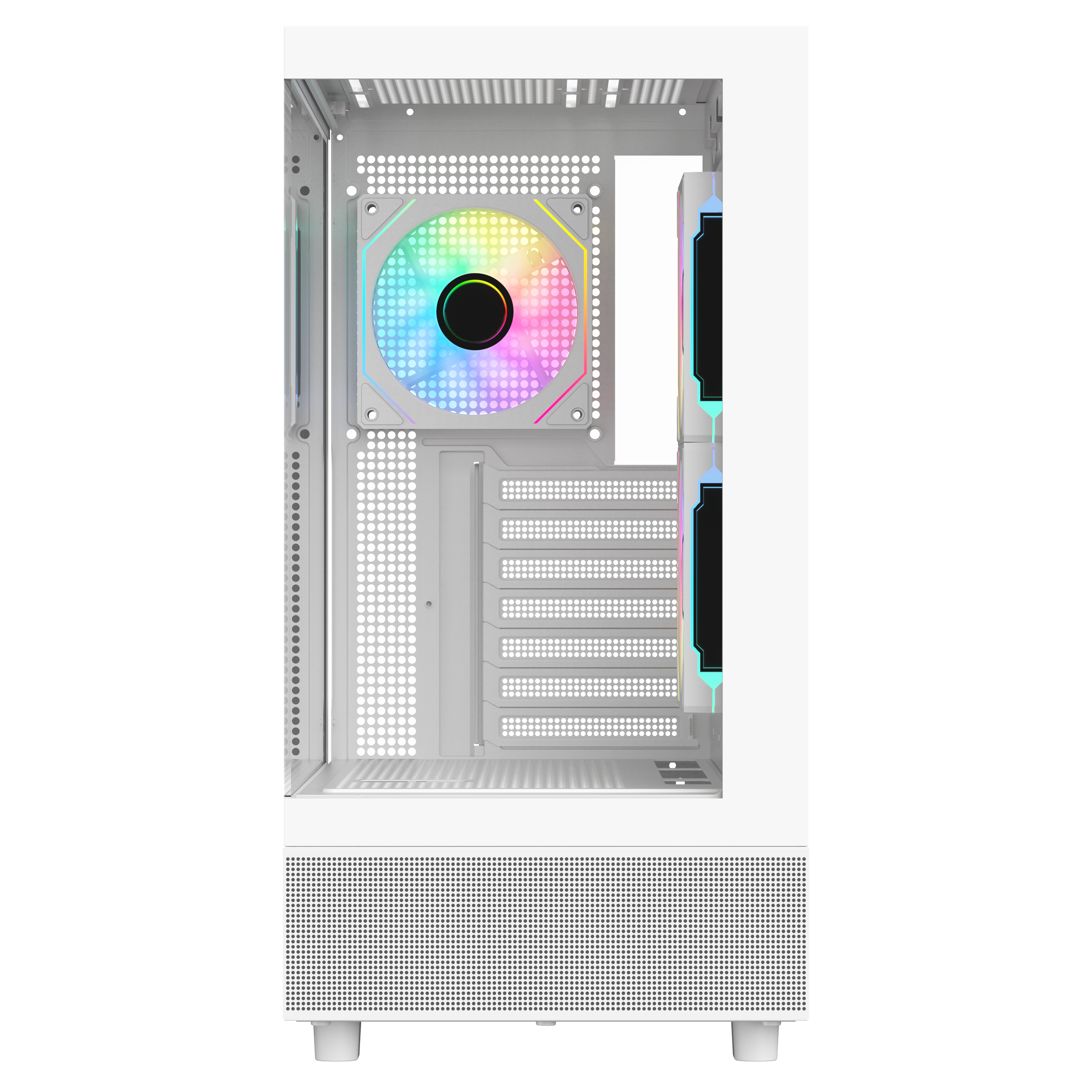 Sama Neview 4361 White Dual USB3.0 and Type C Tempered Glass ATX Mid Tower Gaming Computer Case w/ 3 x 120mm ARGB Fans (2 x MB Side, 1 x Rear) Pre-Installed - Image 8