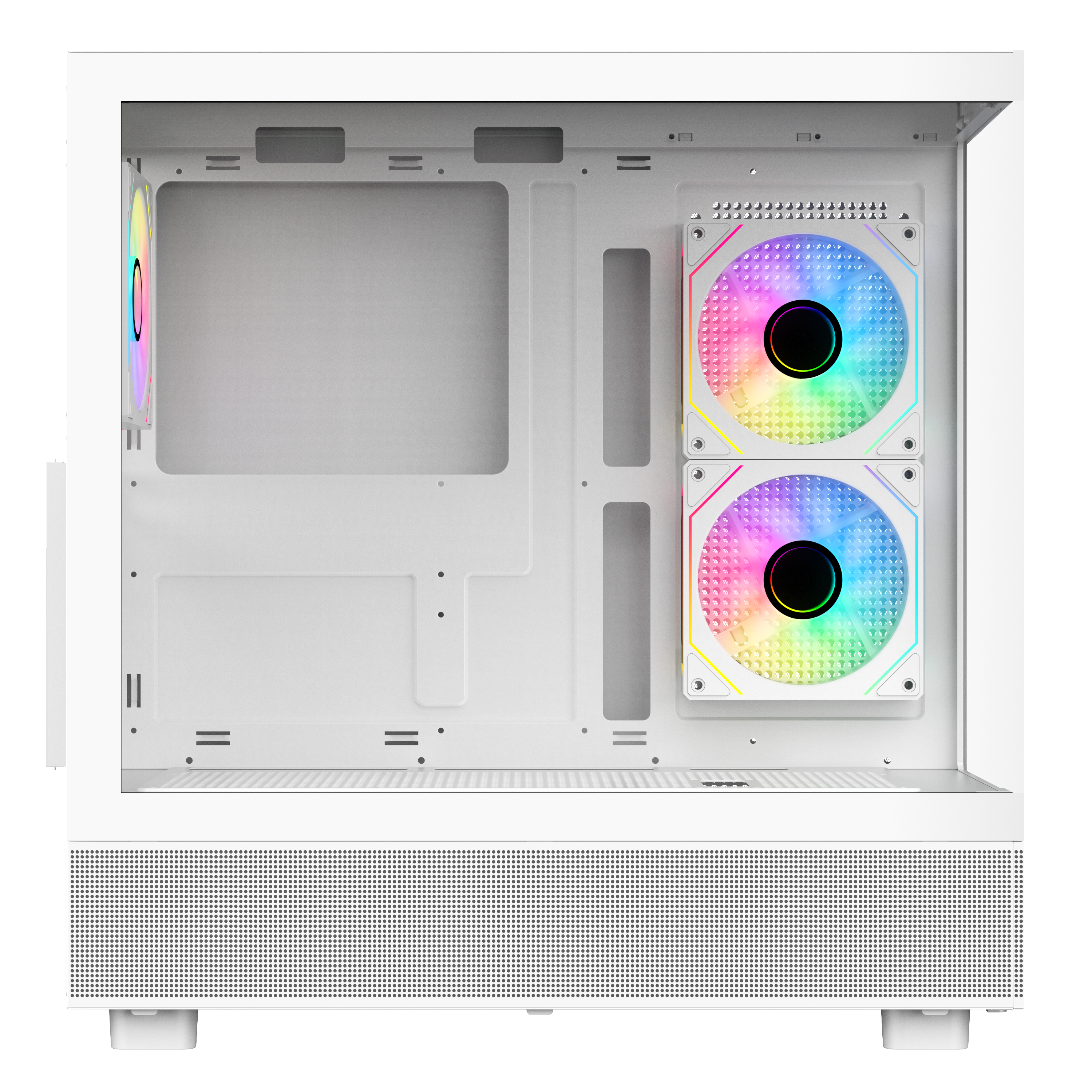 Sama Neview 4361 White Dual USB3.0 and Type C Tempered Glass ATX Mid Tower Gaming Computer Case w/ 3 x 120mm ARGB Fans (2 x MB Side, 1 x Rear) Pre-Installed - Image 3