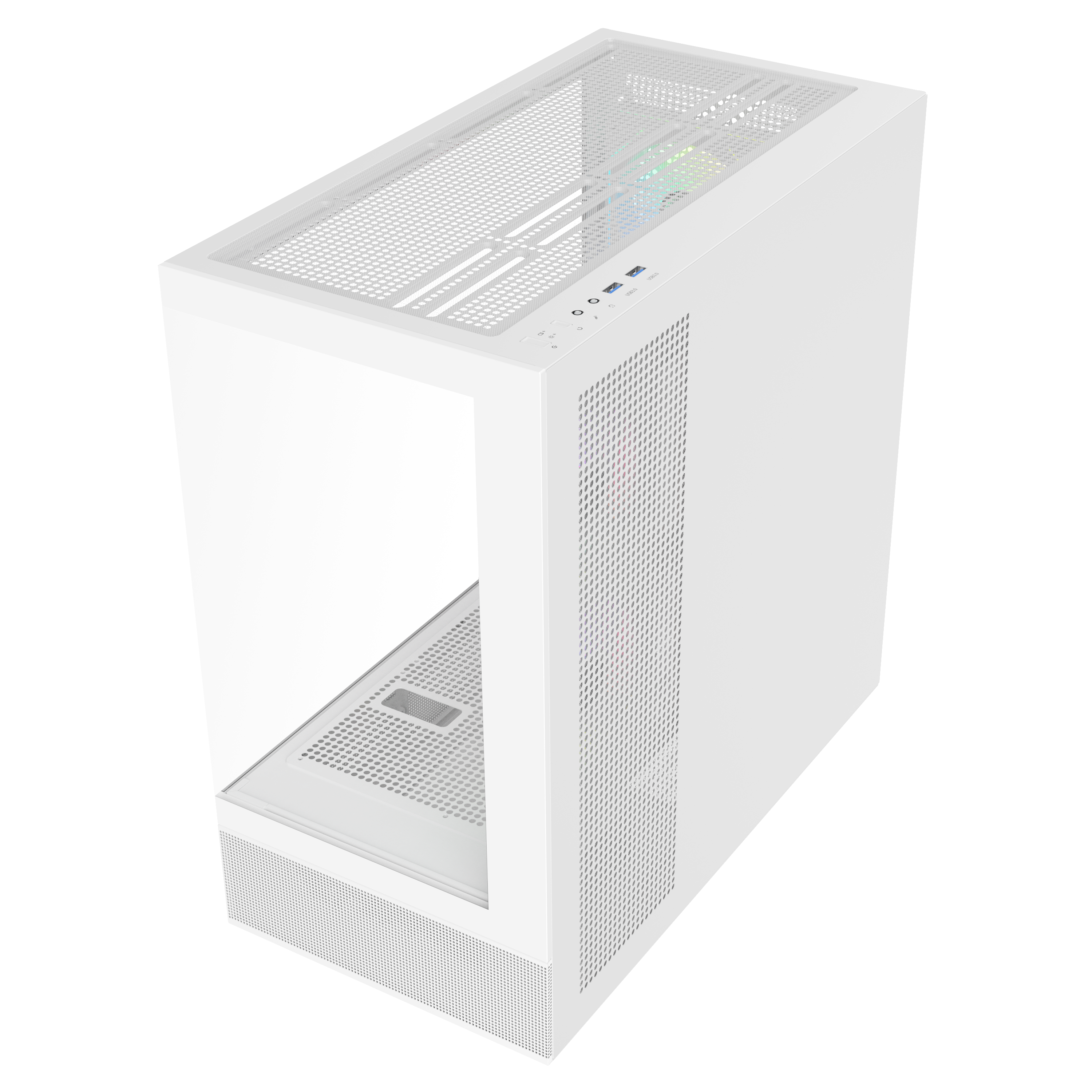 Sama Neview 4361 White Dual USB3.0 and Type C Tempered Glass ATX Mid Tower Gaming Computer Case w/ 3 x 120mm ARGB Fans (2 x MB Side, 1 x Rear) Pre-Installed - Image 7