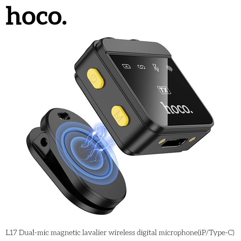 Hoco L17 Wireless Digital Dual Magnetic Lapel Microphone iP / Type-C - Image 4