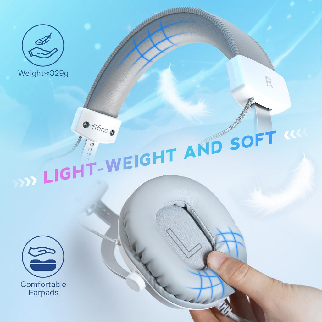 FIFINE AMPLIGAME H9 PC Gaming Headset, USB Headset with 7.1 Surround Sound, Detachable Microphone, Control Box, 3.5mm Jack, for PS5/Xbox/Switch - Image 8