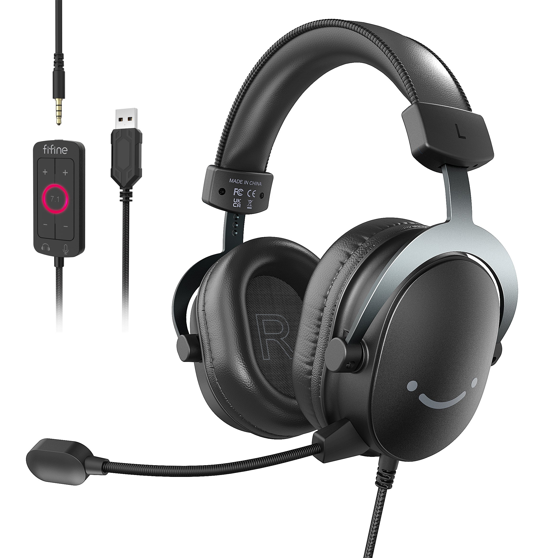 FIFINE AMPLIGAME H9 PC Gaming Headset, USB Headset with 7.1 Surround Sound, Detachable Microphone, Control Box, 3.5mm Jack, for PS5/Xbox/Switch - Image 9