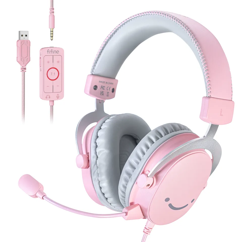 FIFINE AMPLIGAME H9 PC Gaming Headset, USB Headset with 7.1 Surround Sound, Detachable Microphone, Control Box, 3.5mm Jack, for PS5/Xbox/Switch - Image 2