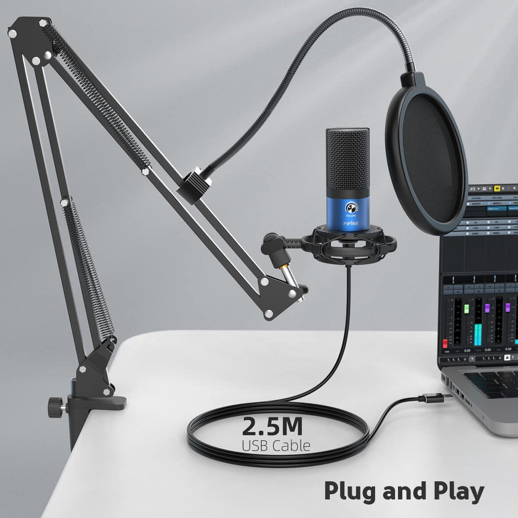 FIFINE T669 USB Microphone Bundle with Arm Stand & Shock Mount for Streaming, Podcasting on Laptop/PC - Image 6