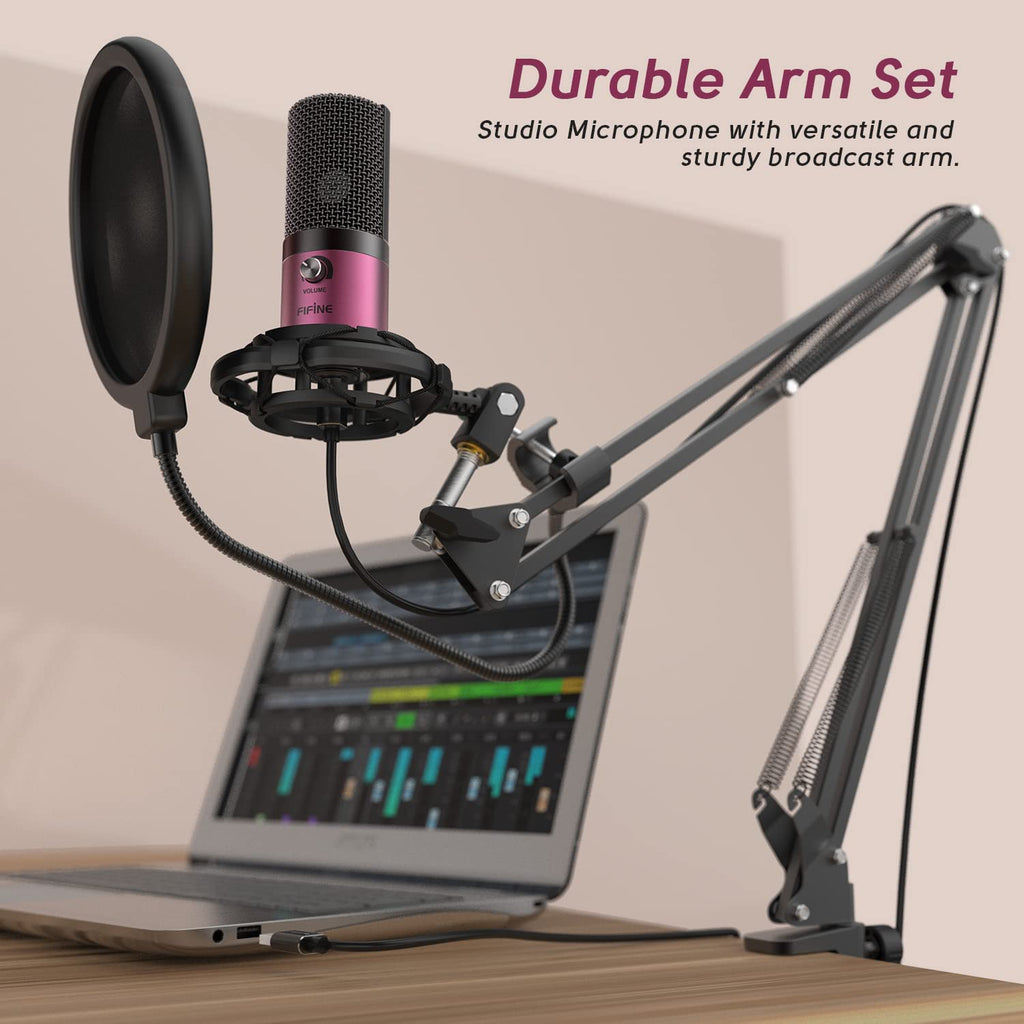 FIFINE T669 USB Microphone Bundle with Arm Stand & Shock Mount for Streaming, Podcasting on Laptop/PC - Image 3