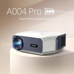 AUN A004 Pro 1080P Full HD Smart LED Projector Auto Focus, 1GB RAM 8GB ROM, Android 9, Wifi, Bluetooth, 9000 Lumens