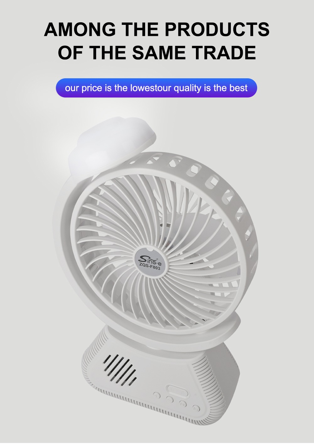 Sing-e ZQS F803 Mini Wireless TF BT Speaker Multifunctional Desktop Fan Mute Portable with Rechargeable 6000mAH - Image 7