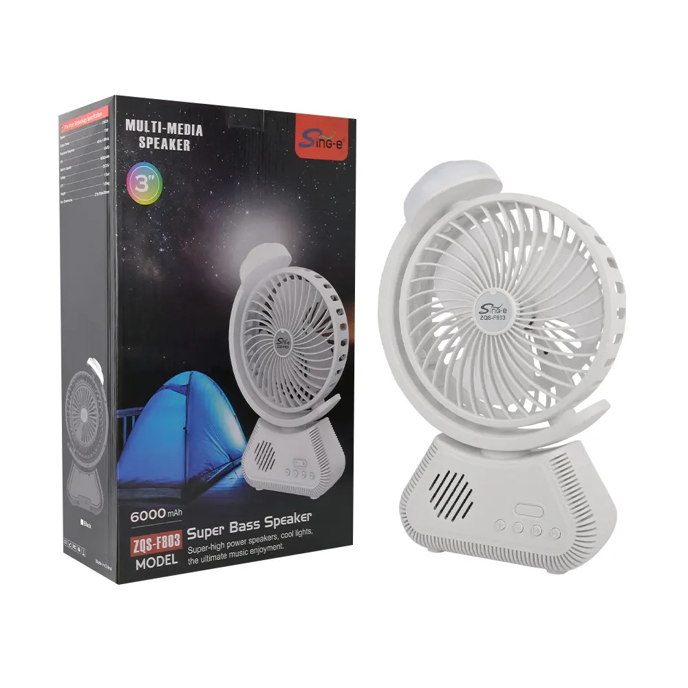 Sing-e ZQS F803 Mini Wireless TF BT Speaker Multifunctional Desktop Fan Mute Portable with Rechargeable 6000mAH - Image 6