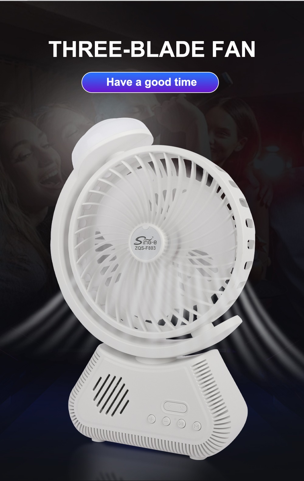 Sing-e ZQS F803 Mini Wireless TF BT Speaker Multifunctional Desktop Fan Mute Portable with Rechargeable 6000mAH - Image 2