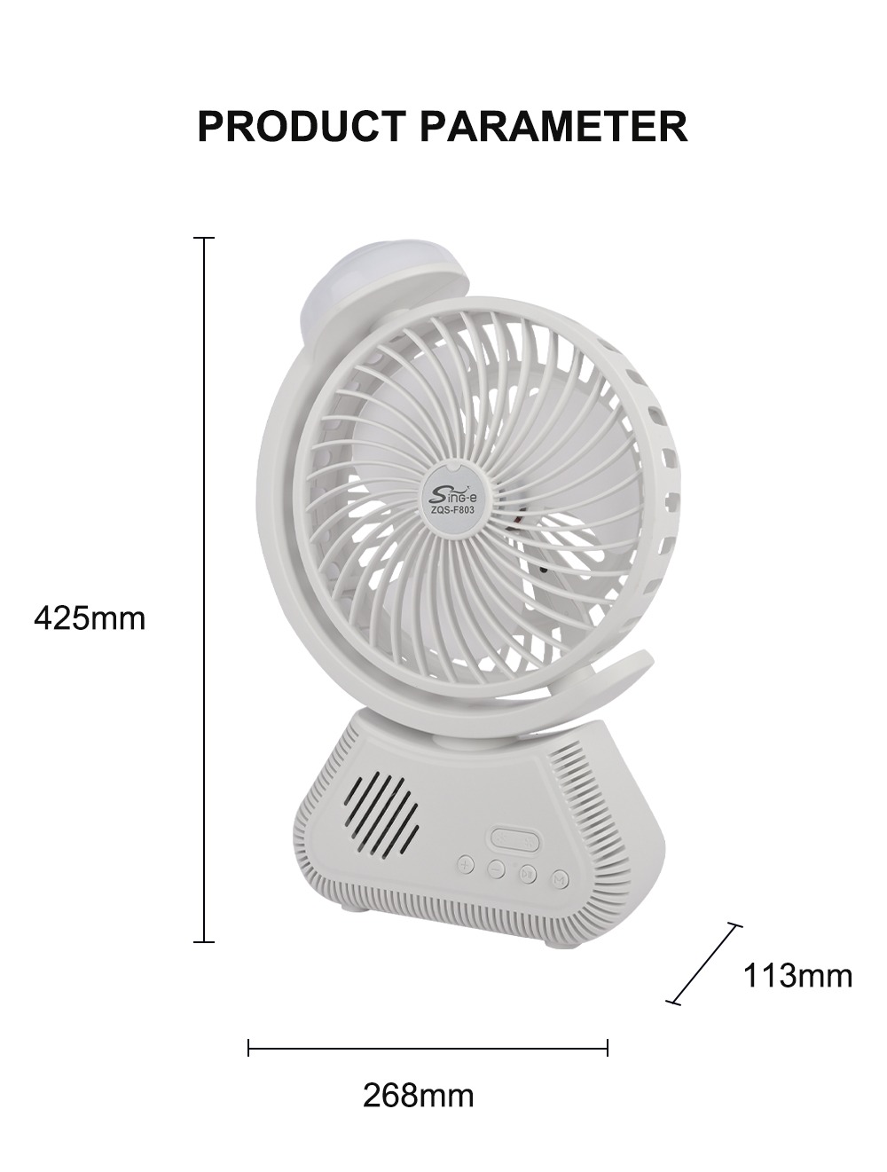 Sing-e ZQS F803 Mini Wireless TF BT Speaker Multifunctional Desktop Fan Mute Portable with Rechargeable 6000mAH - Image 9