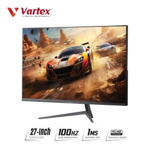 Vartex 27" Frameless Gaming Monitor – 100Hz Refresh Rate , Full HD, IPS Panel with Built-in Speakers | Eye Care | FreeSync