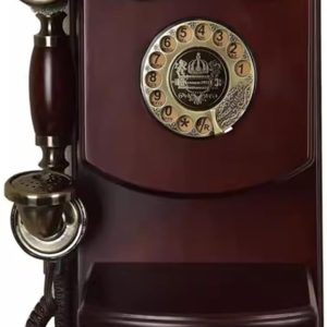 Rotary Retro Wall Phone Old Antique Phones Vintage Corded Landline Telephone with Mechanical Ringing Wood Landline Phone for Senior Home School Kitchen Office,