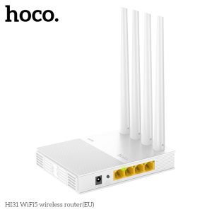 HOCO HI31 2.4G+5G Dual-Band AC1200 WIFI Router with 4 High-Gain Antennas - Fast Wireless Internet for Home & Office