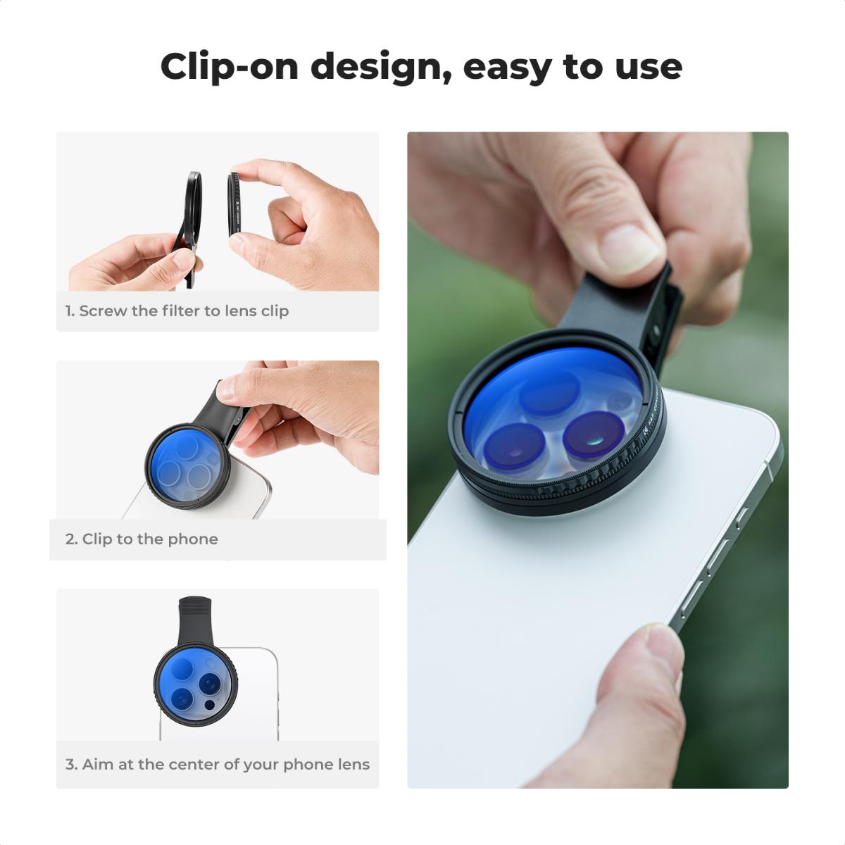 K&F KF01.2676 Concept 52mm Clip On CPL Phone Camera Lens Filter Kit - Image 7
