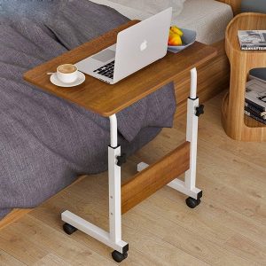 40*60 Wooden Laptop Table with Wheels Shelf Storage Height Adjustable Laptop Desk Computer Stand Desk for Sofa Bed Beside
