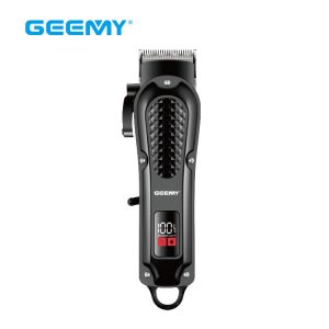 GEEMY GM-8018 Professional Hair Trimmer USB Rechargeable Adjustable Blade Length Stainless Steel Blades LED Display Noise Reduction with 4 Guide Combs
