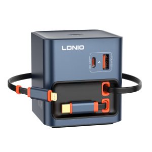 LDNIO Q16 100W GaN Desktop Charger 4-Port with Retractable Cables