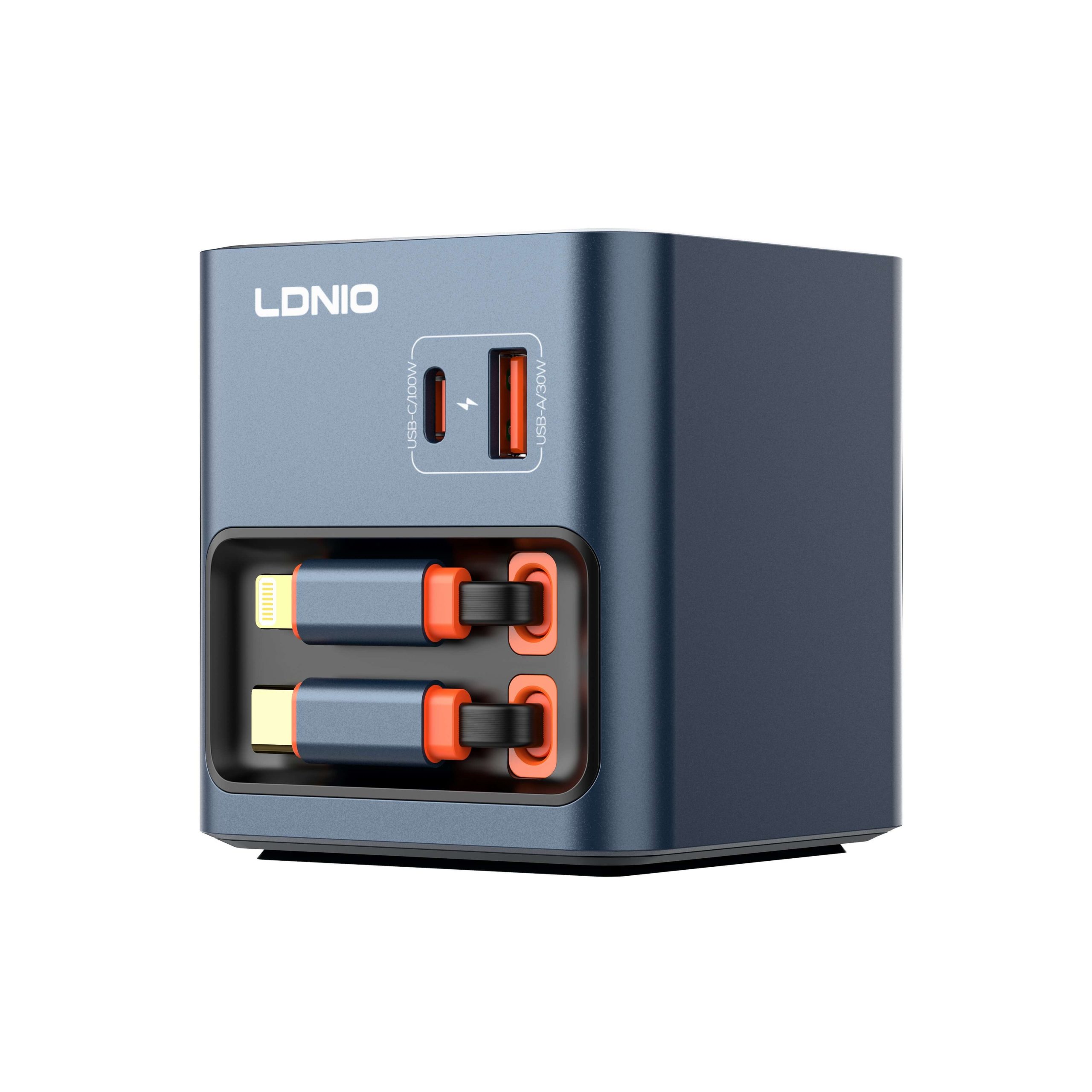 LDNIO Q16 100W GaN Desktop Charger 4-Port with Retractable Cables - Image 6