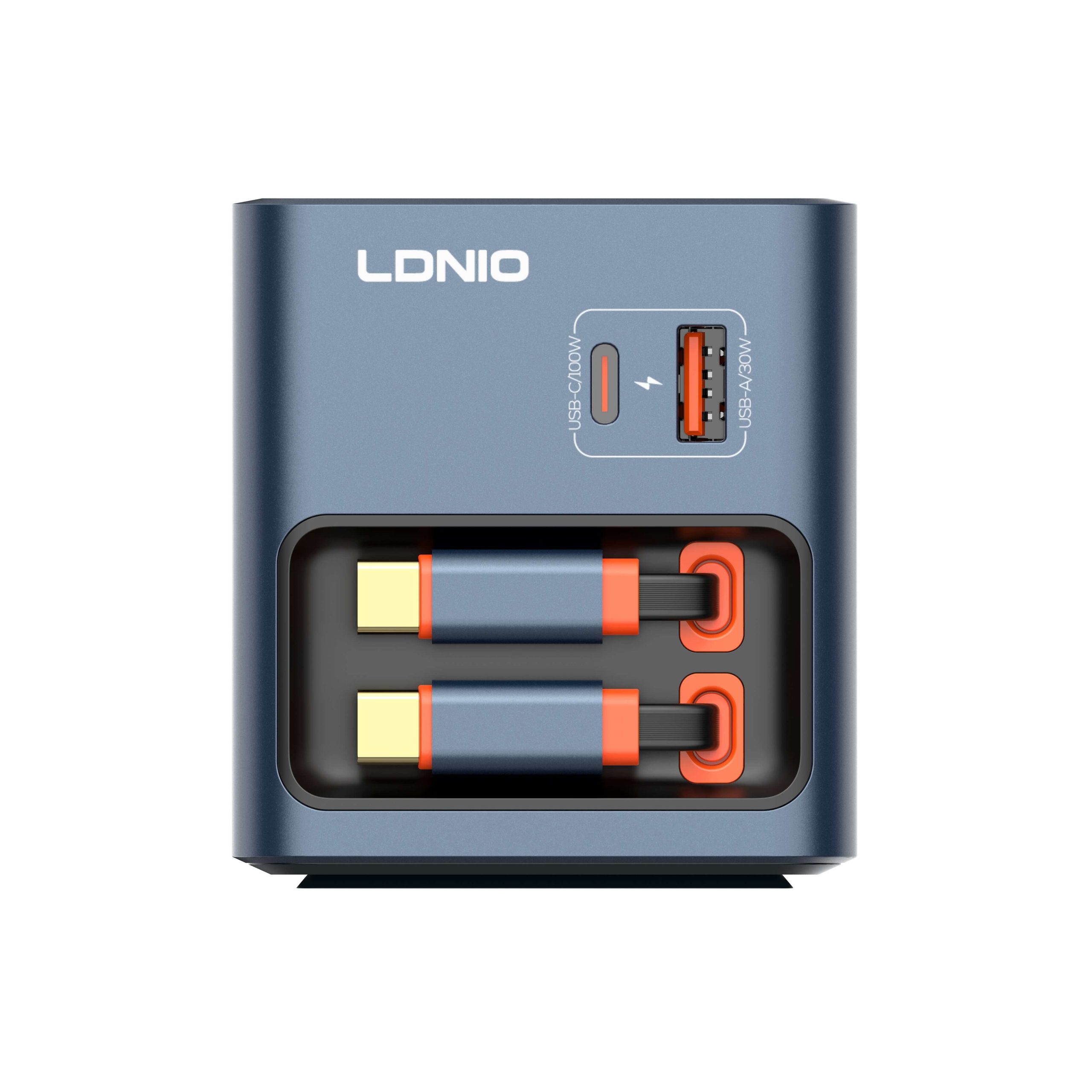 LDNIO Q16 100W GaN Desktop Charger 4-Port with Retractable Cables - Image 4