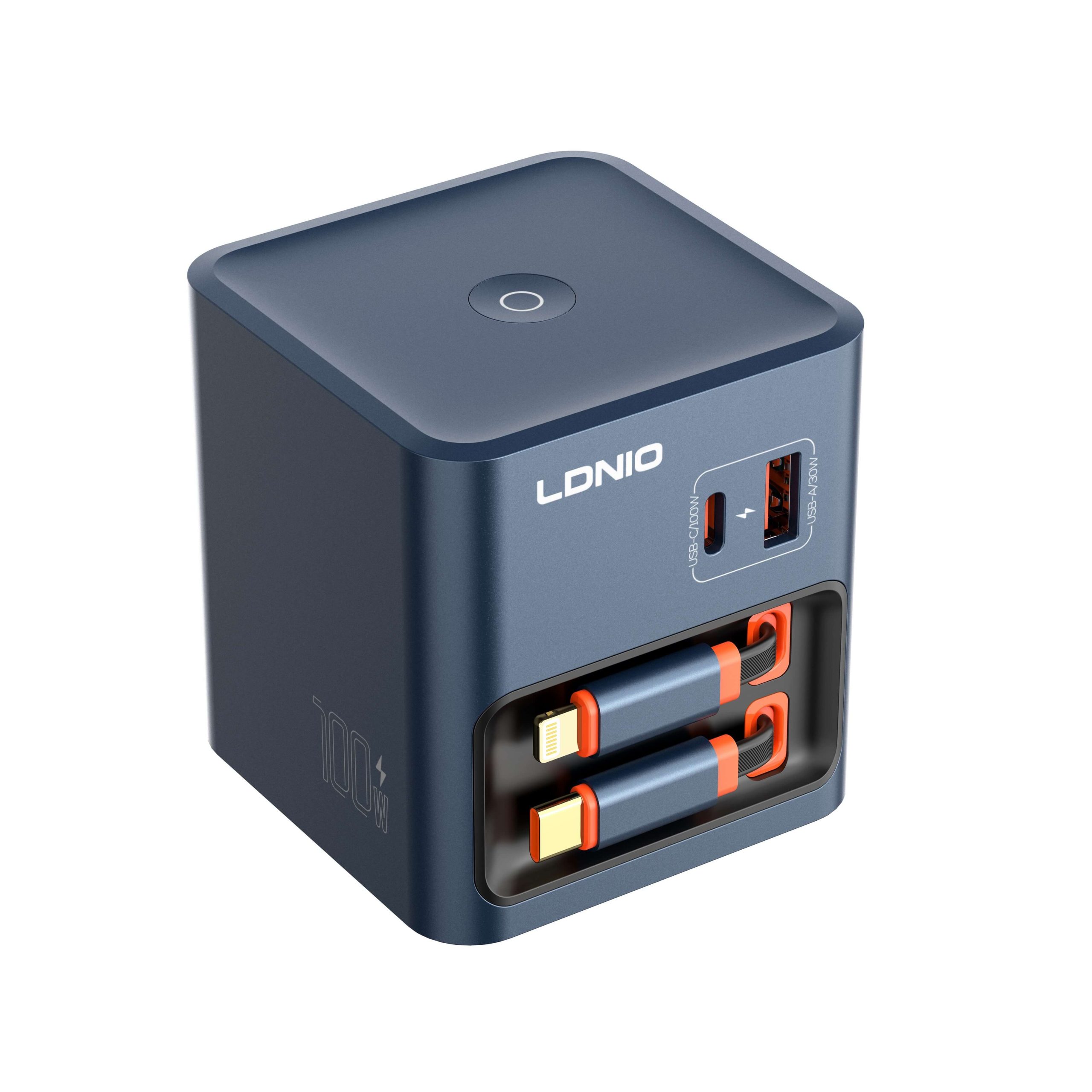 LDNIO Q16 100W GaN Desktop Charger 4-Port with Retractable Cables - Image 7