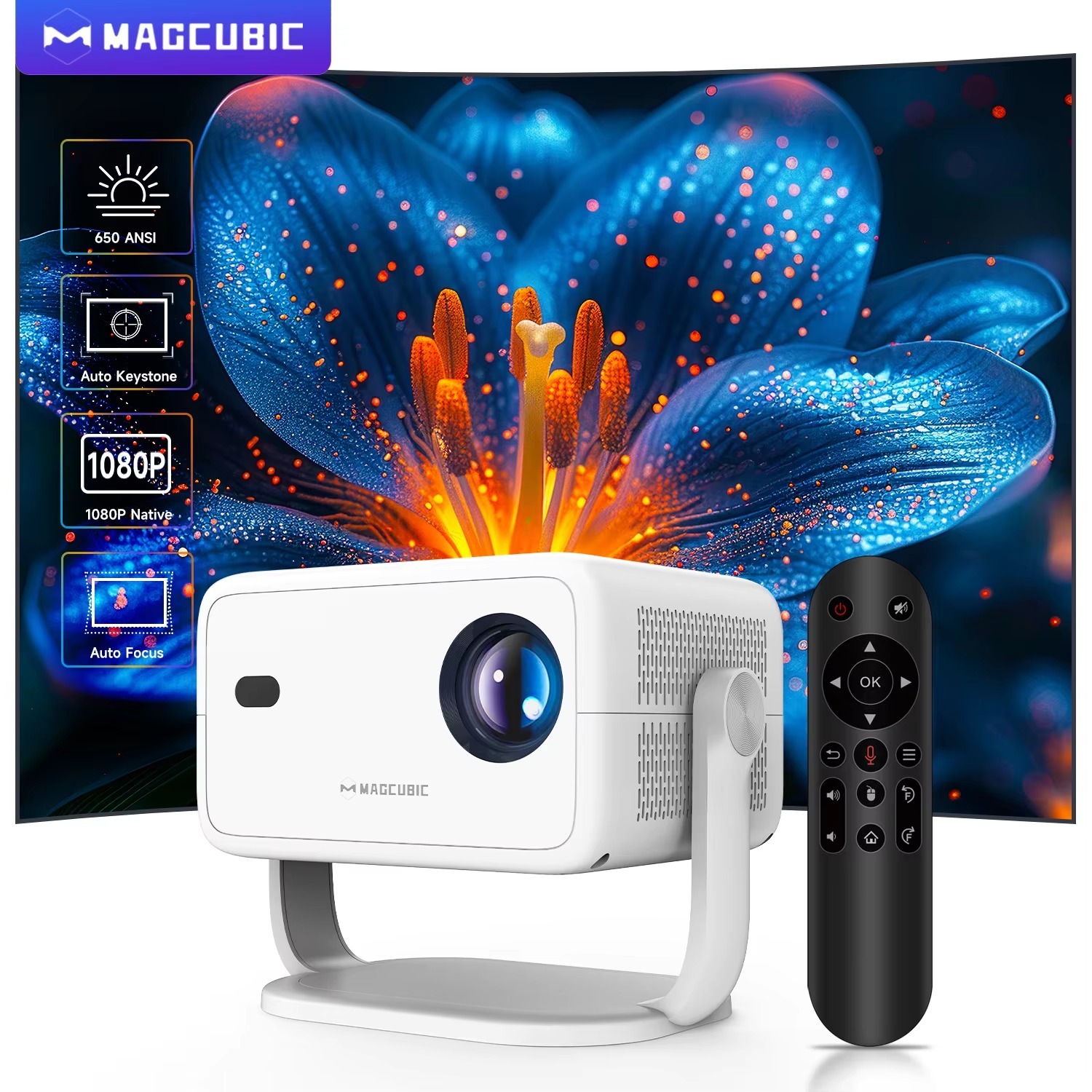 Magcubic L018 Portable Projector | 400 ANSI, 1080P Native, Android14,8K Support. 180° Rotation, Auto keystone/focus, WiFi 6, BT 5.4 for Home - Image 6